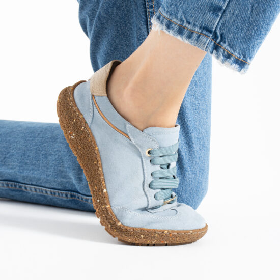 Încălțăminte barefoot damă din piele întoarsă cu vârf lat Sneakers de damă 15 TSL Barefoot Icon Sky - Albastru - Piele întoarsă