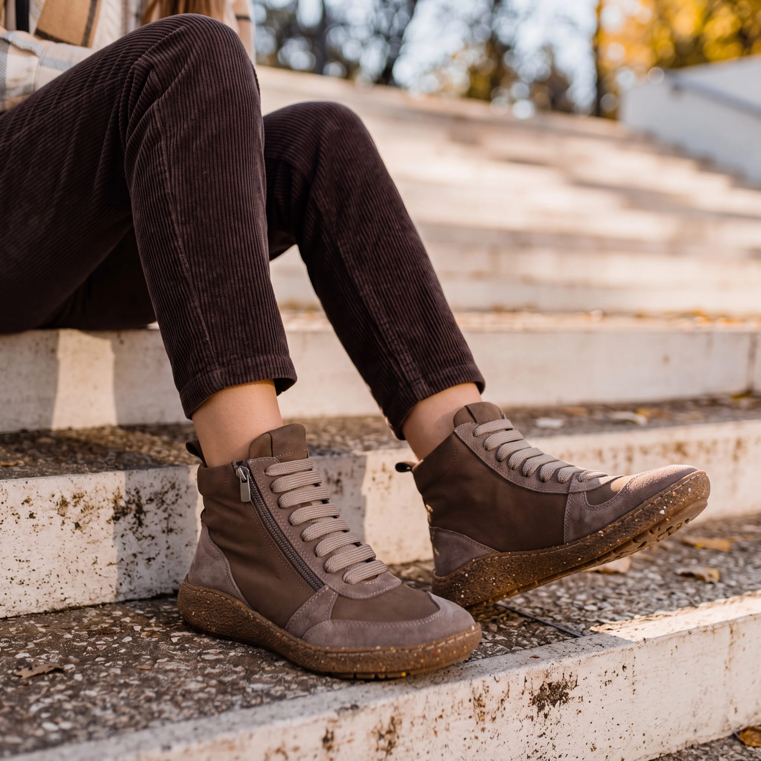 Ghete barefoot de damă din piele naturală cu vârf lat Ghete și bocanci de damă 7 Ghete barefoot de damă din piele naturală cu vârf lat - vedere de sus