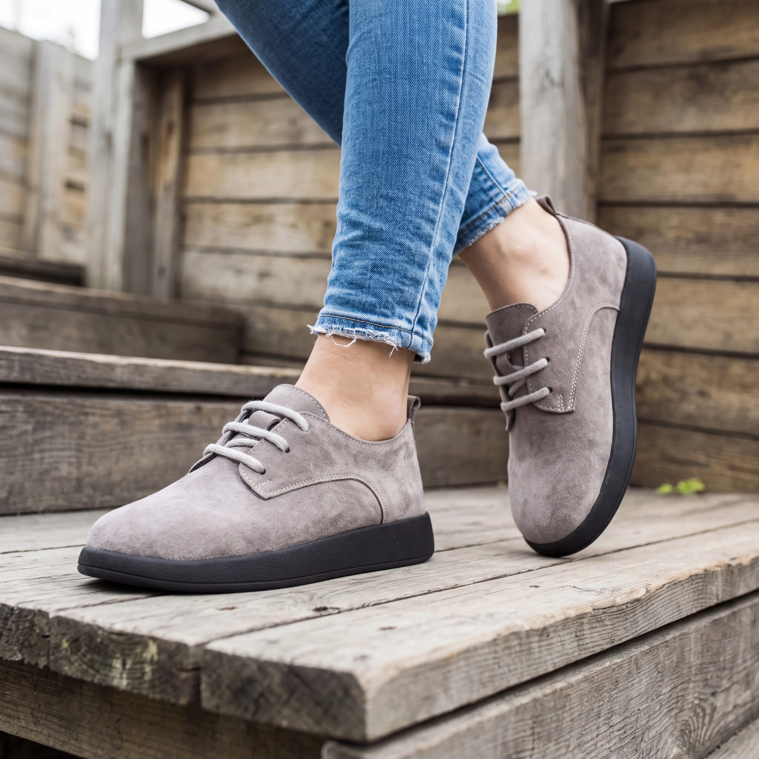 Pantofi de damă din piele naturală întoarsă cu spumă de memorie Pantofi casual de damă 2 Pantofi de damă din piele naturală întoarsă cu spumă de memorie Pantofi casual de damă 2
