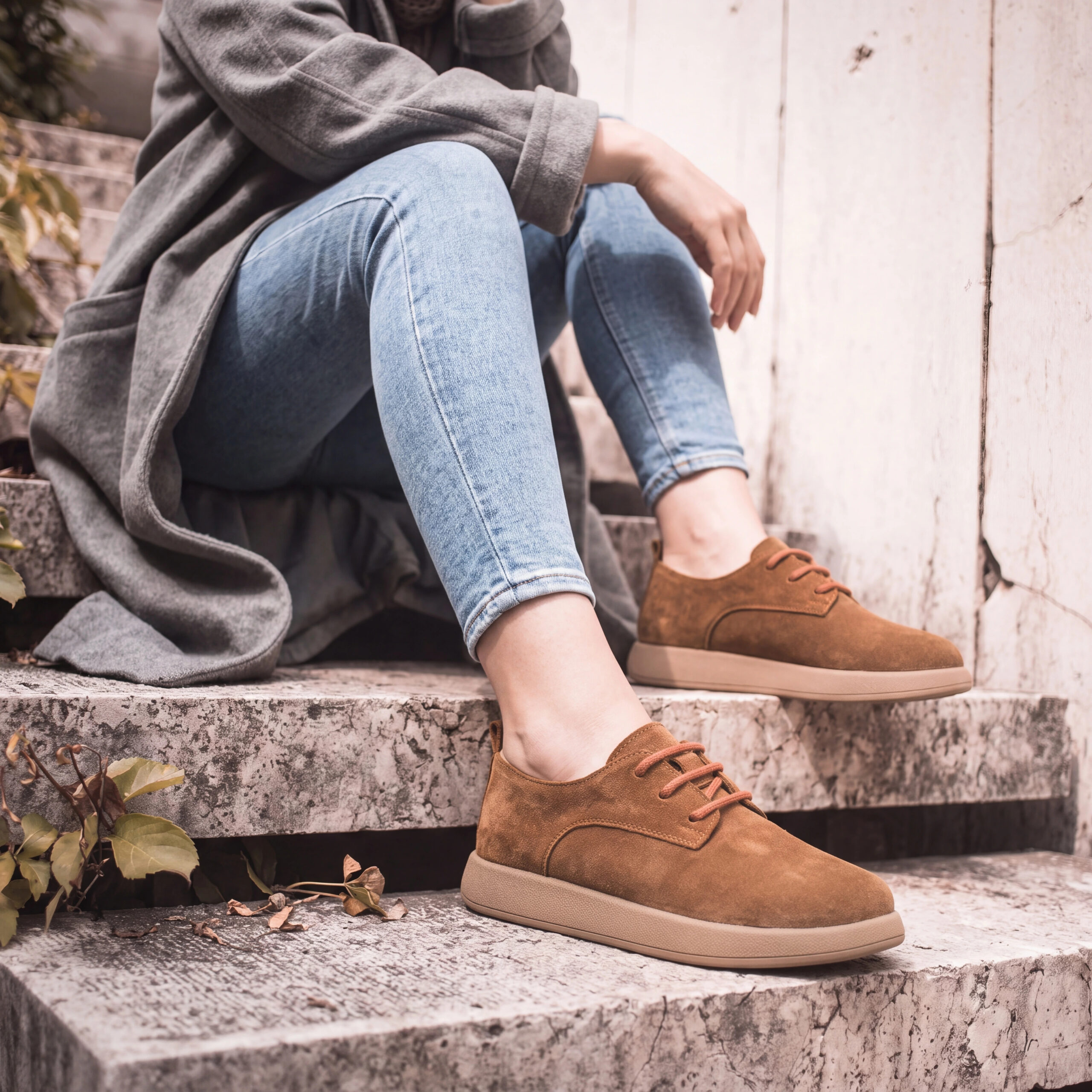 Pantofi de damă din piele naturală întoarsă cu spumă de memorie Pantofi casual de damă 2 Pantofi de damă din piele naturală întoarsă cu spumă de memorie Pantofi casual de damă 2