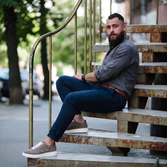 Pantofi casual bărbătești din piele naturală întoarsă Sneakers pentru bărbați 2