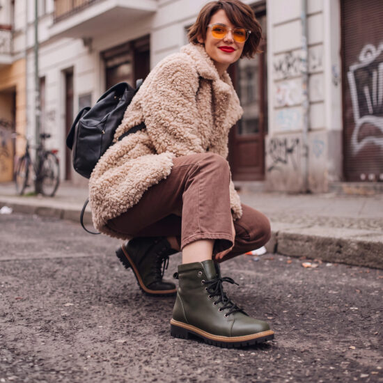 Bocanci verzi de damă din piele naturală - Verde