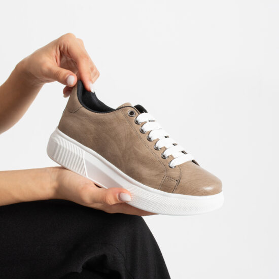 Sneakers casual de damă din piele naturală Sneakers de damă 13 TSL Timeless Sandstone - Bej - Piele naturală