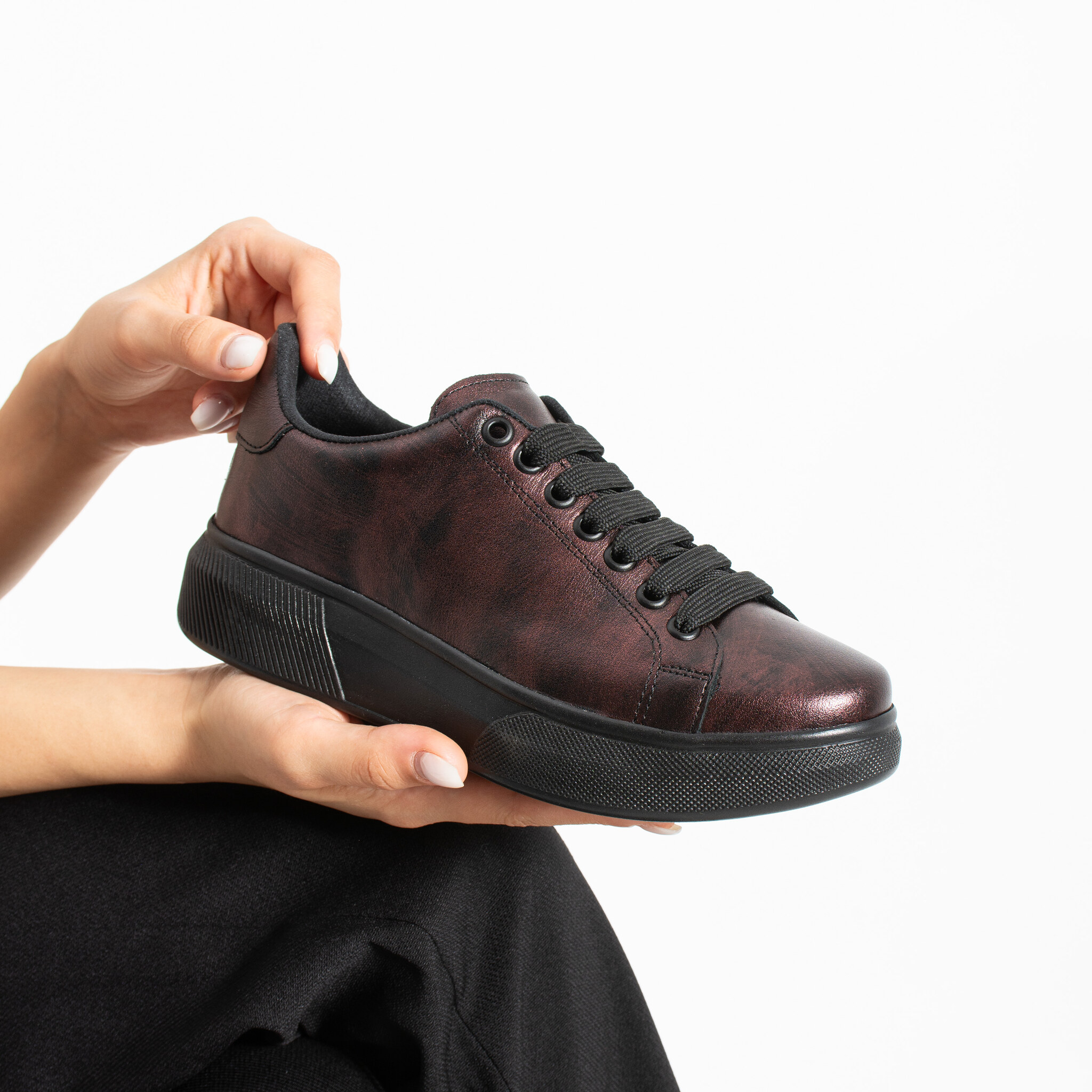 Sneakers casual de damă din piele naturală Sneakers de damă 5 TSL Timeless Vintage - Roșu - Piele naturală