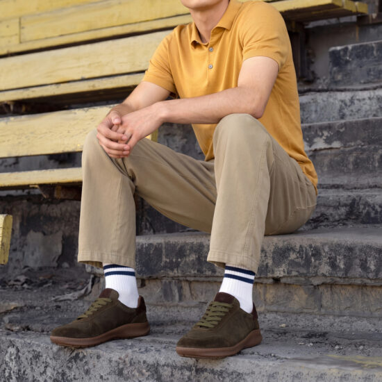 Sneakers barefoot bărbătești din piele naturală - Verde