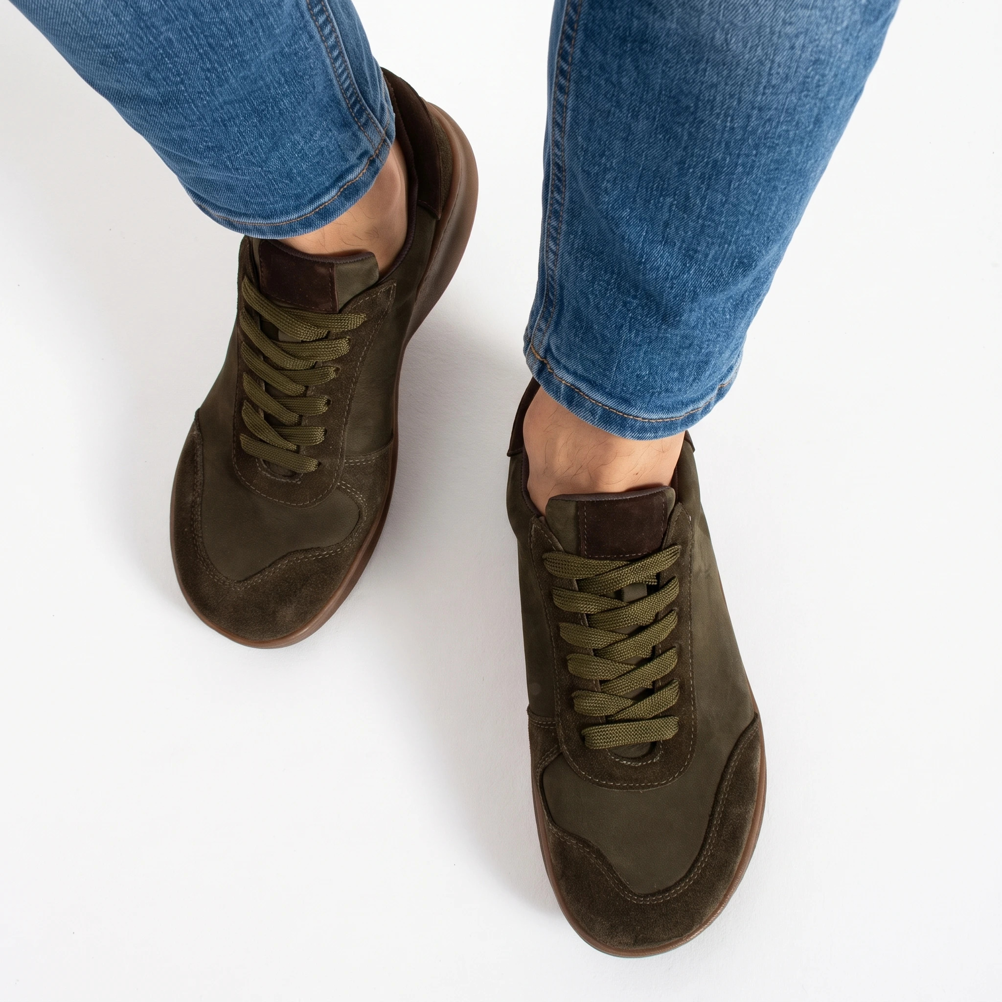 Sneakers barefoot bărbătești din piele naturală Sneakers pentru bărbați 3 Sneakers pentru bărbați - TSL Barefoot Atlas Khaki