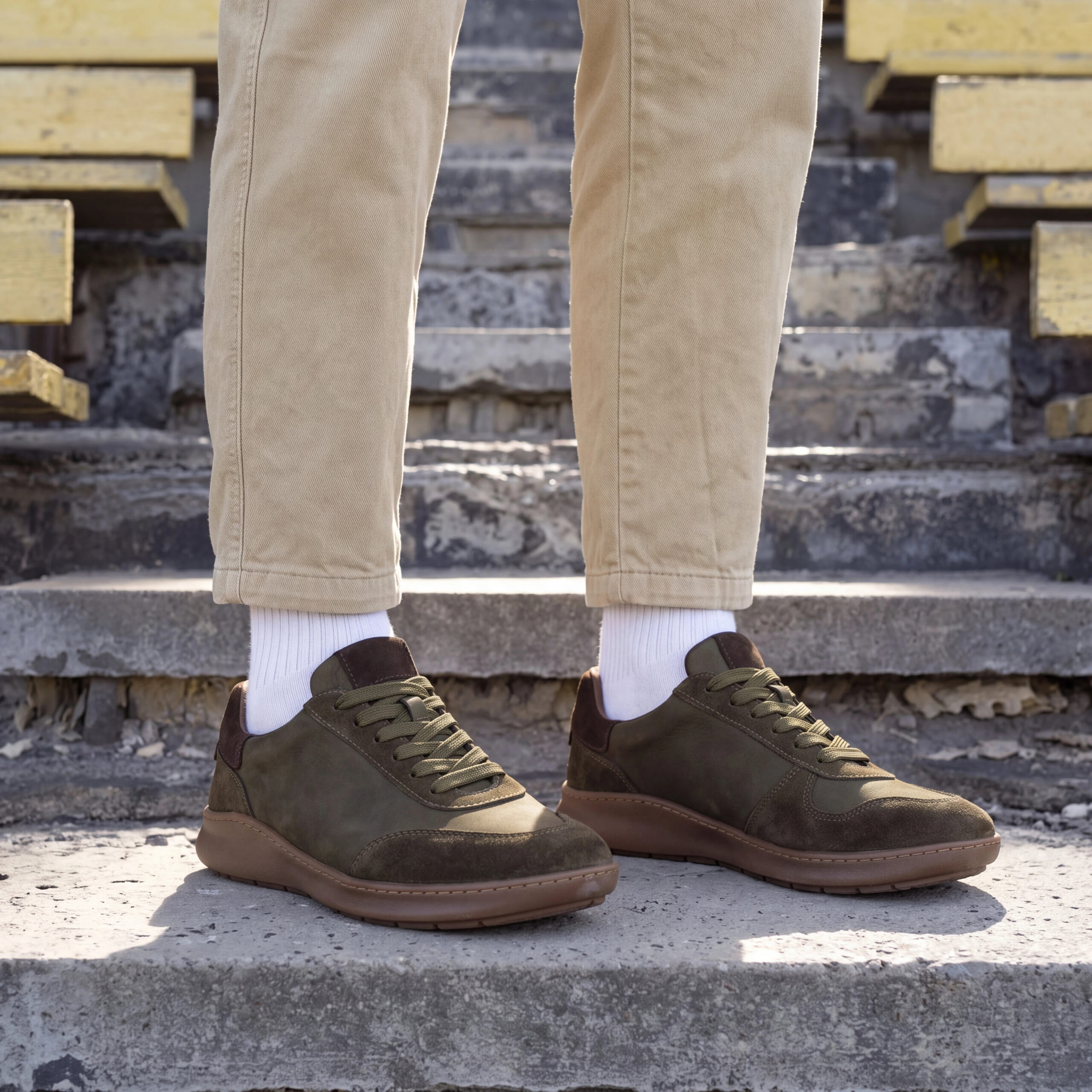 Sneakers barefoot bărbătești din piele naturală Sneakers pentru bărbați 11 Sneakers pentru bărbați - TSL Barefoot Atlas Khaki - 11