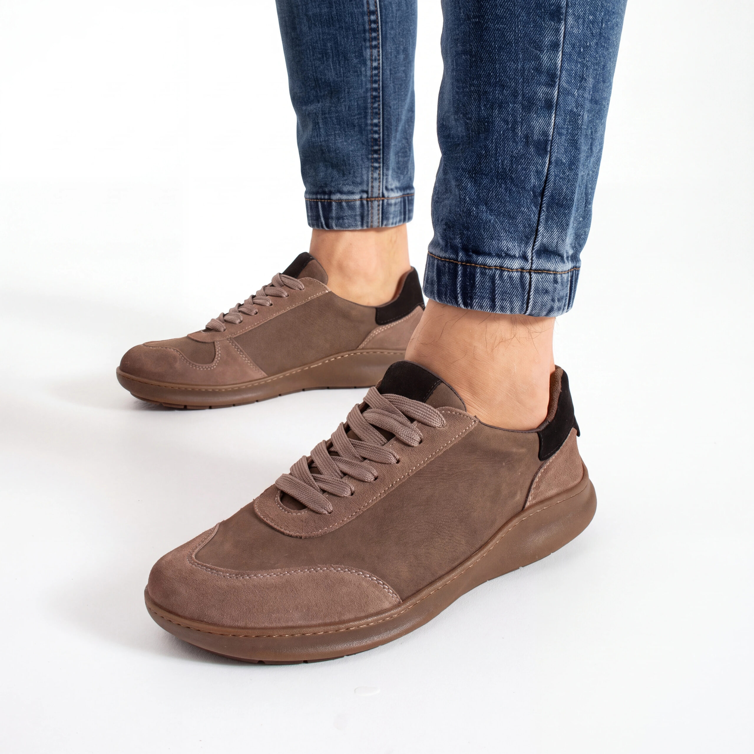 Sneakers barefoot bărbătești din piele naturală Sneakers pentru bărbați Sneakers barefoot bărbătești din piele naturală - TSL Barefoot Atlas Taupe