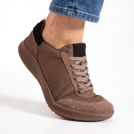 Sneakers barefoot bărbătești din piele naturală Sneakers pentru bărbați 15 TSL Barefoot Atlas Taupe - Vizoniu - Nubuc natural