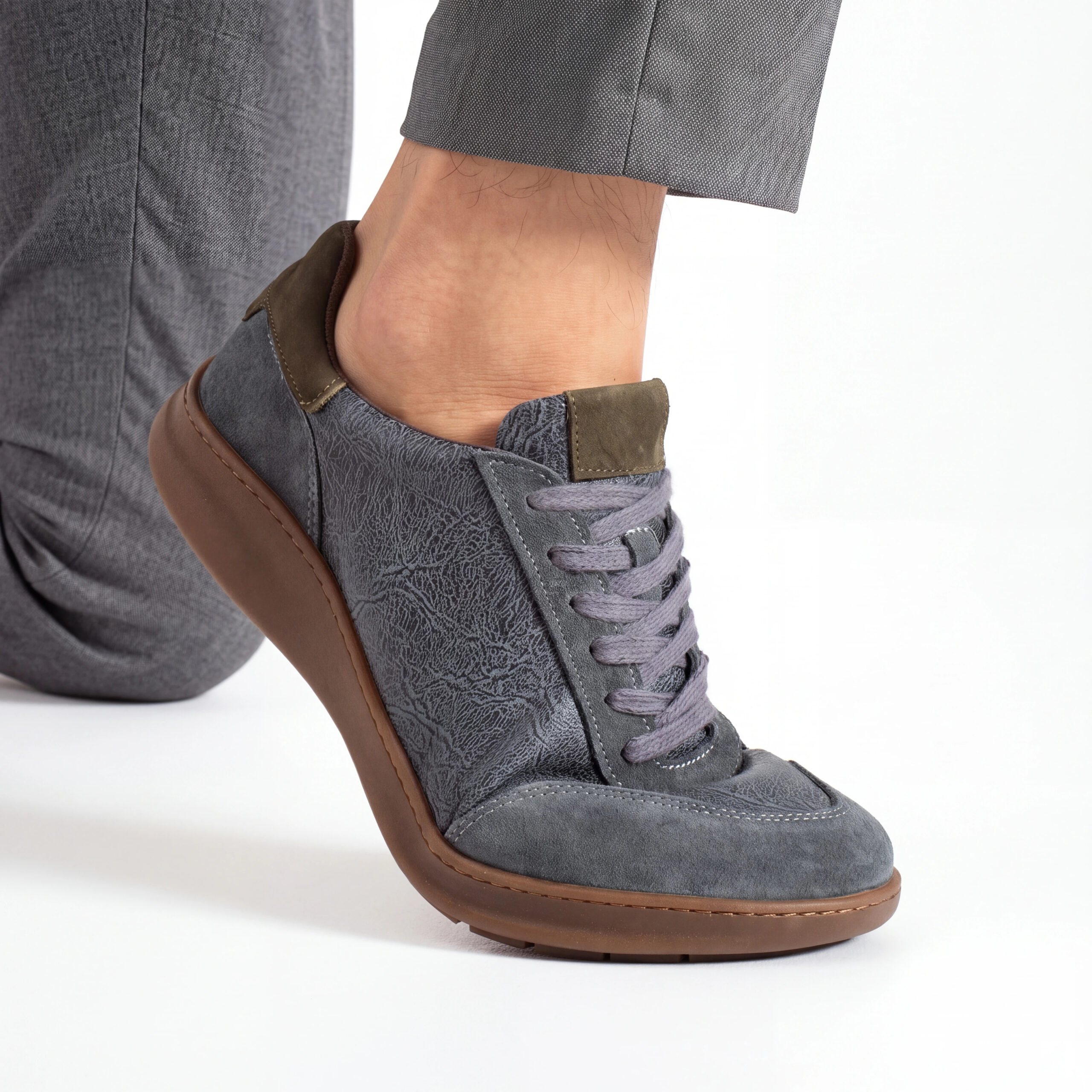 Sneakers barefoot bărbătești din piele naturală Sneakers pentru bărbați 5 TSL Barefoot Atlas Blue - Albastru - Nubuc natural