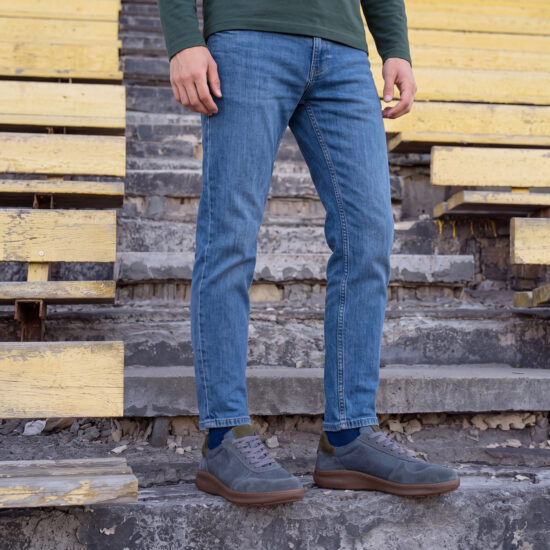 Sneakers barefoot bărbătești din piele naturală Sneakers pentru bărbați 21 Sneakers barefoot bărbătești din piele naturală - Albastru - 10