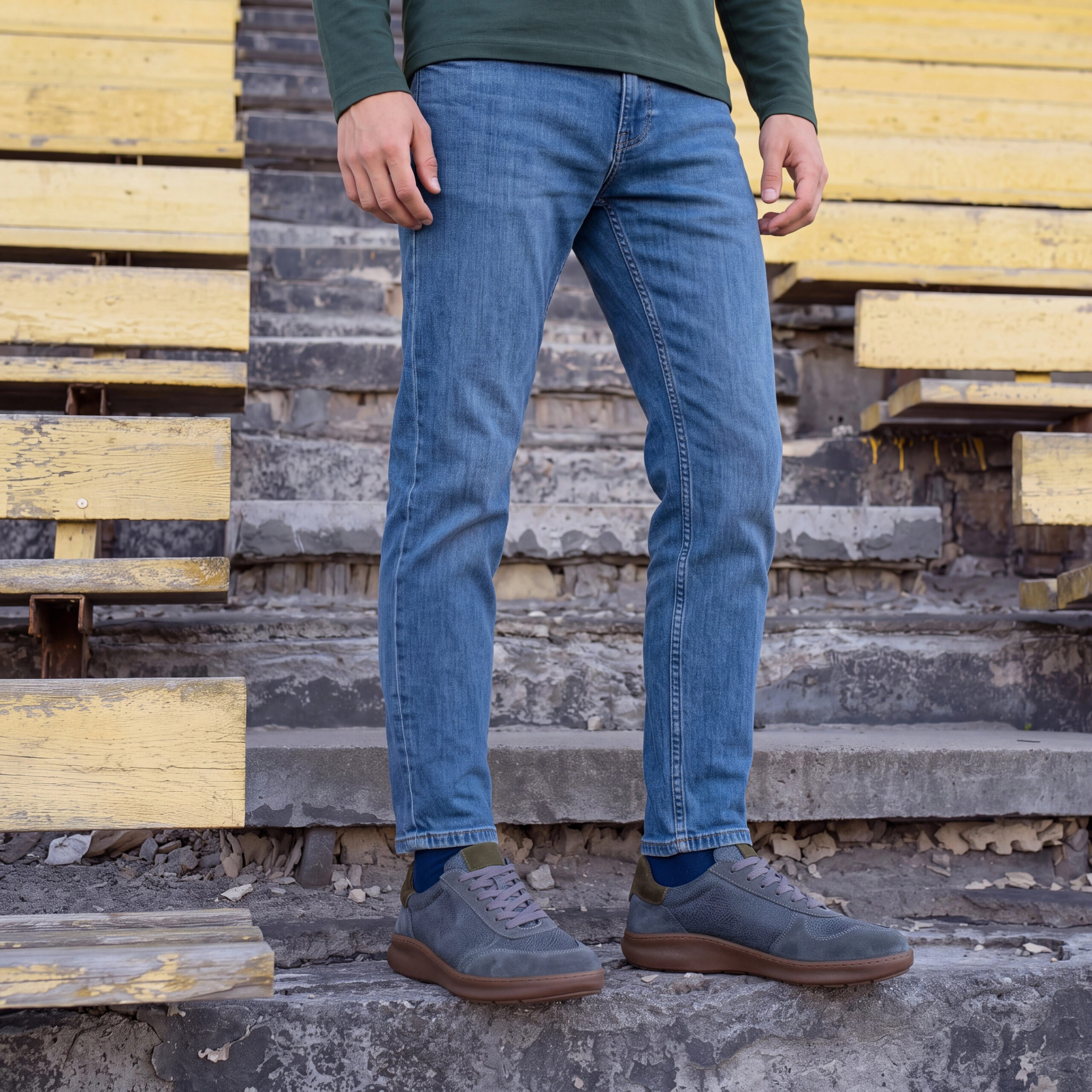 Sneakers barefoot bărbătești din piele naturală Sneakers pentru bărbați 10 Sneakers barefoot bărbătești din piele naturală - Albastru - 10