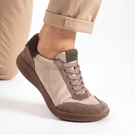 Sneakers barefoot bărbătești din piele naturală Sneakers pentru bărbați 15 TSL Barefoot Atlas Beige - Bej - Nubuc natural