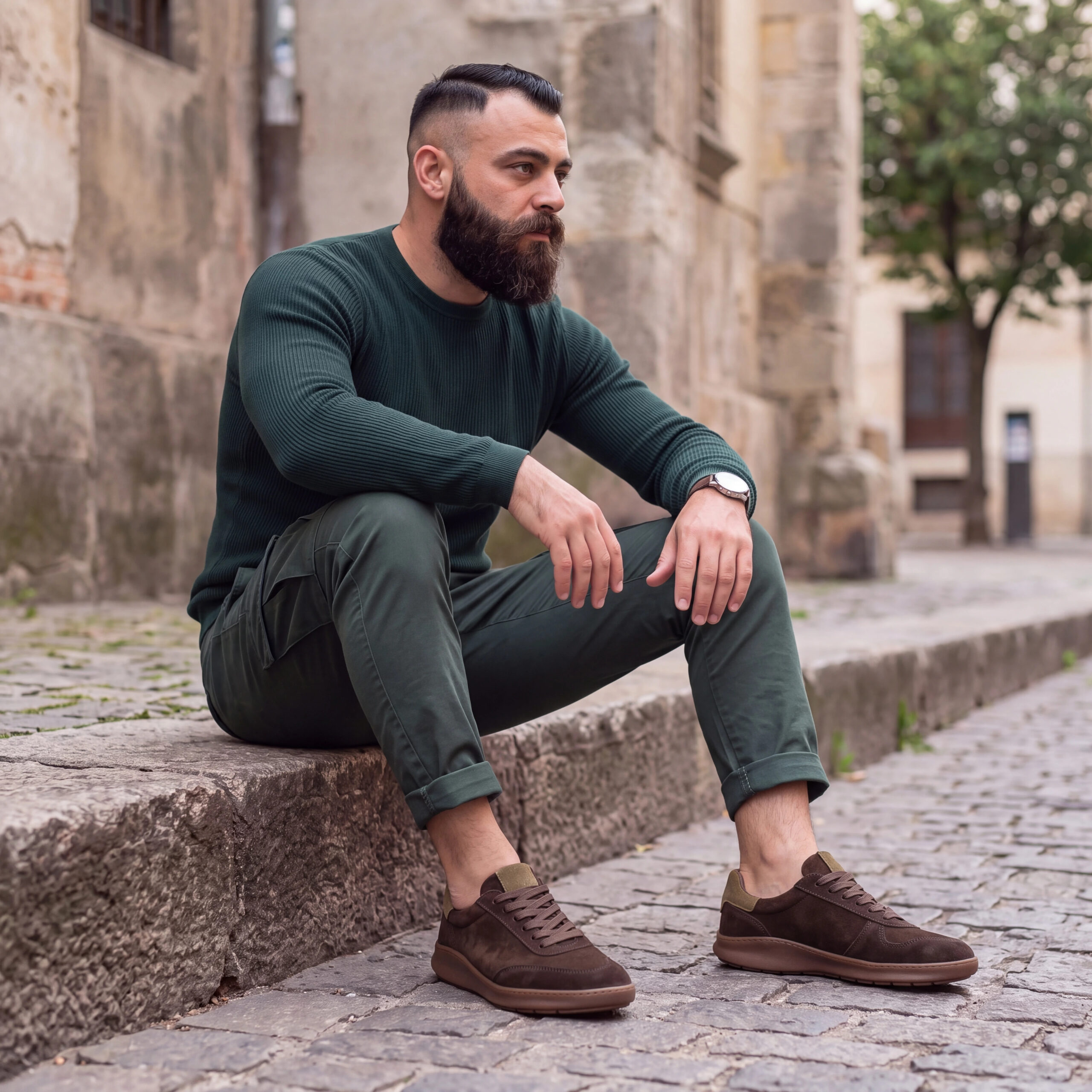 Sneakers barefoot bărbătești din piele naturală Sneakers pentru bărbați 2 Sneakers barefoot bărbătești din piele naturală - Maro