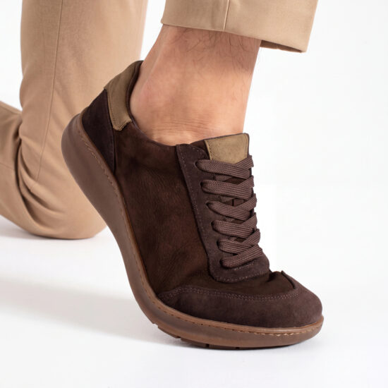 Sneakers barefoot bărbătești din piele naturală Sneakers pentru bărbați 15 TSL Barefoot Atlas Brown - Maro - Nubuc natural