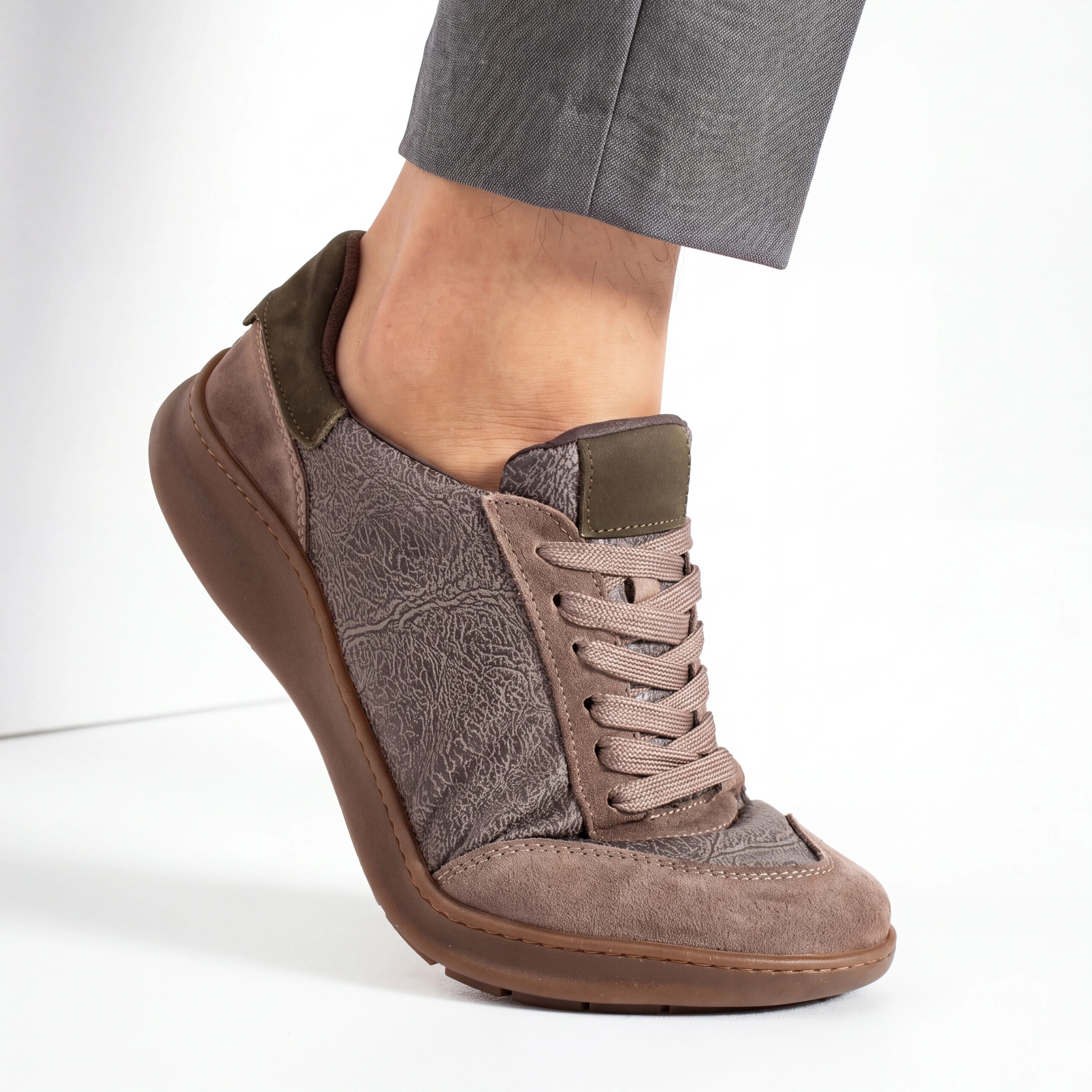 Sneakers barefoot bărbătești din piele naturală Sneakers pentru bărbați 5 TSL Barefoot Atlas Grey - Gri - Nubuc natural