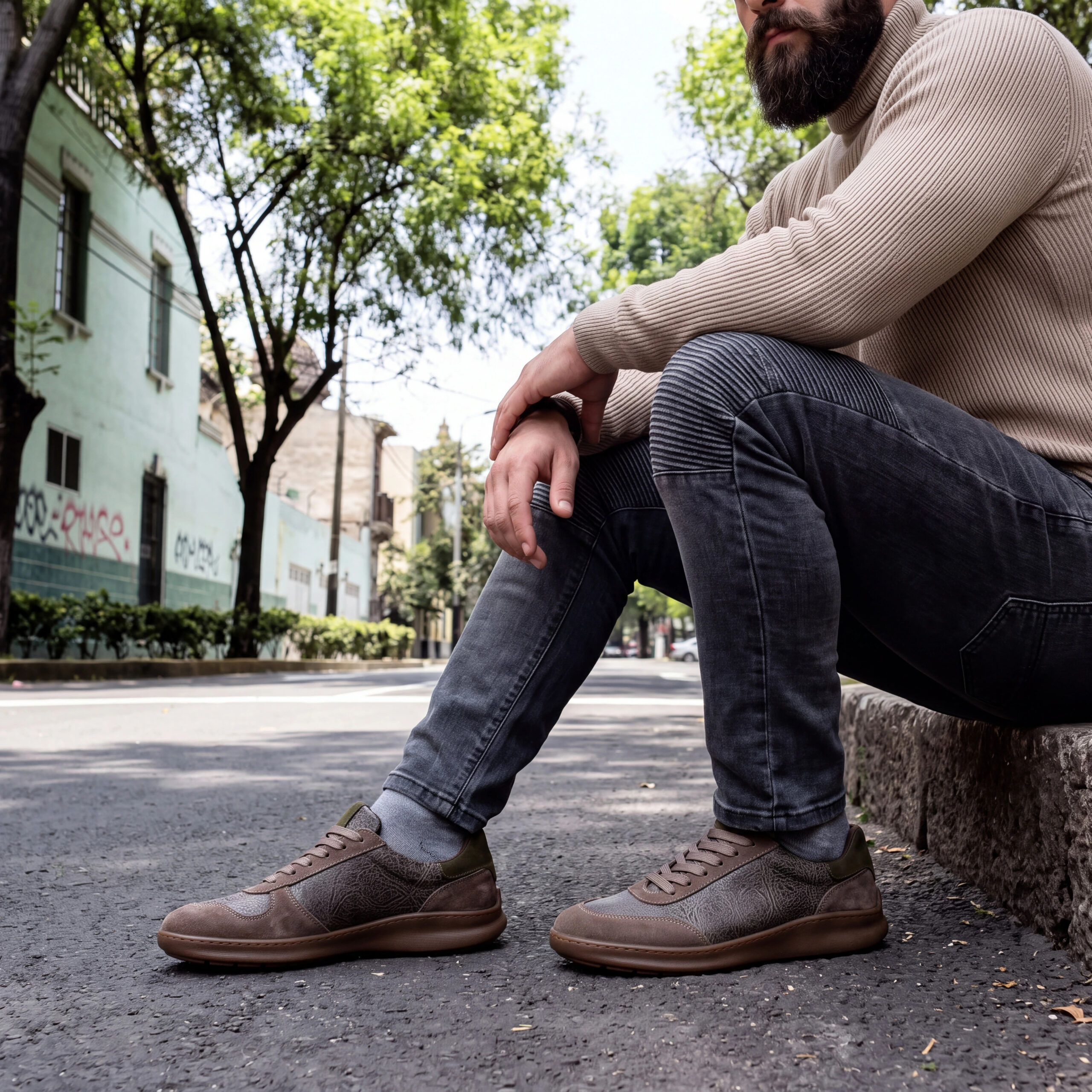 Sneakers barefoot bărbătești din piele naturală Sneakers pentru bărbați 10 Sneakers barefoot bărbătești din piele naturală - Gri - 10